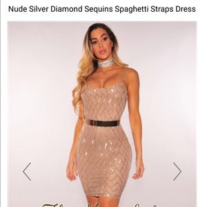 Nude dress with silver sequins
